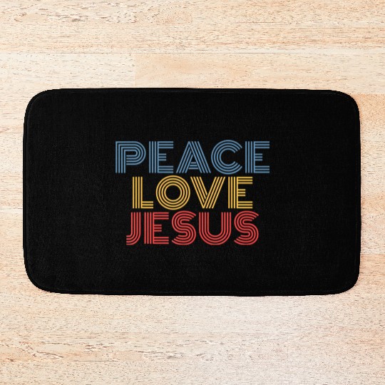 Peace Love Jesus Cool Christian Rock Music Festiva Bath Mats