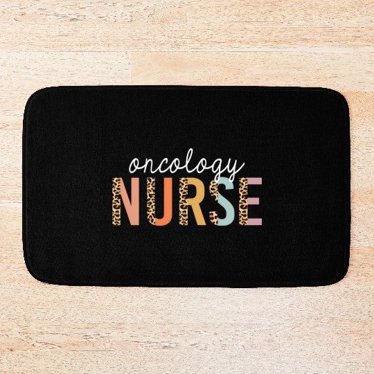 Oncology Nurse Leopard Print Nursing School Bath Mats