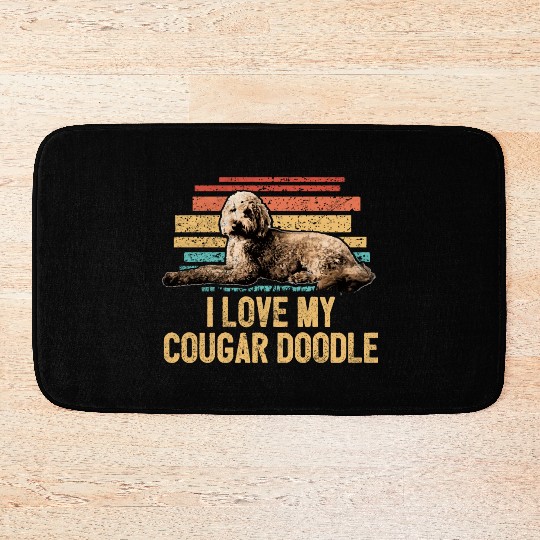 I Love My Doodle Retro Goldendoodle Dog Dad Bath Mats