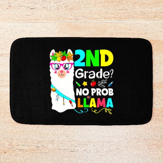 No Prob-Llama 2nd Grade Squad Back To School Teach Bath Mats