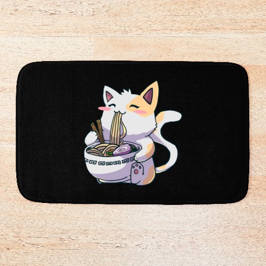 Ramen Cat Kawaii Anime Japanese Kawaii Neko Bath Mats