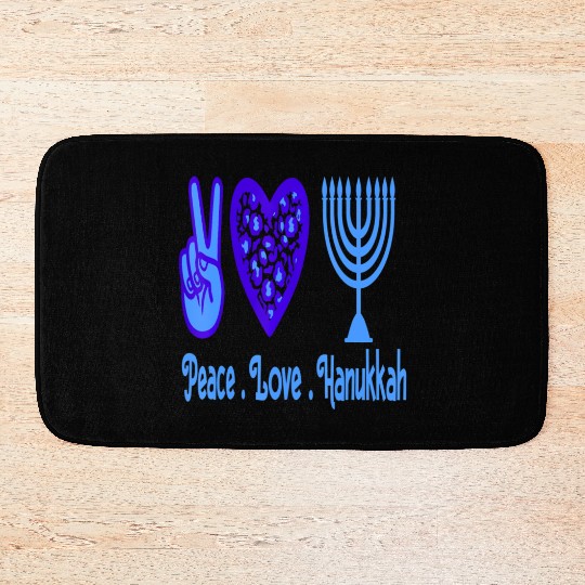 Peace Love Hanukkah 2021 Jewish Menorah Hanukkah C Bath Mats