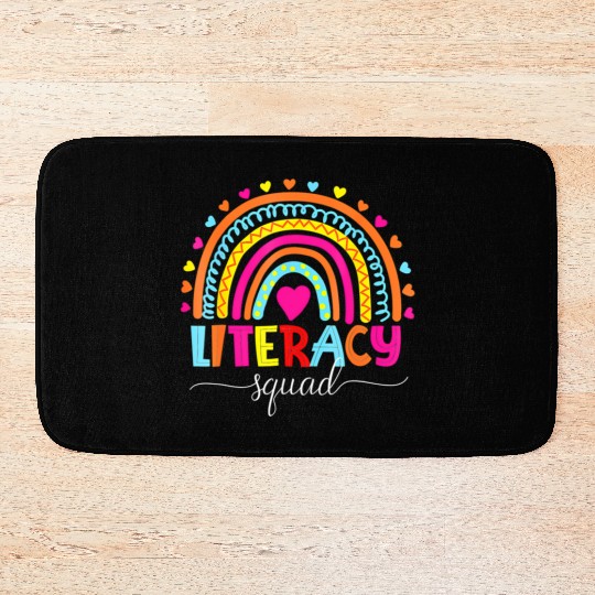 Literacy Squad Reading Teacher Rainbow Back To Sch Bath Mats