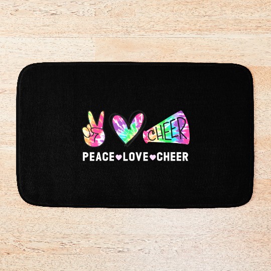 Peace Love Cheer Tie Dye Cheerleading Cute for Che Bath Mats