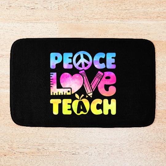 Teacher Peace Love Teach First Day Back To School Bath Mats