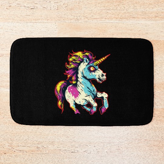 Horror Scary Zombie Unicorn Vintage Bath Mats