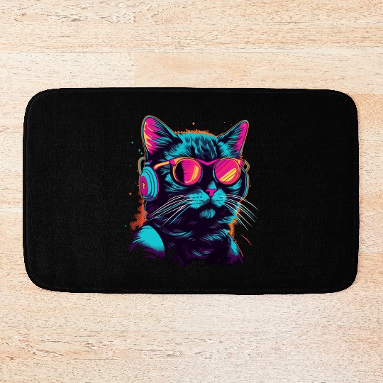 80s Cat Music Bath Mats