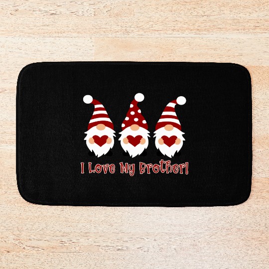 I Love My Brother With Love Gnomes Bath Mats