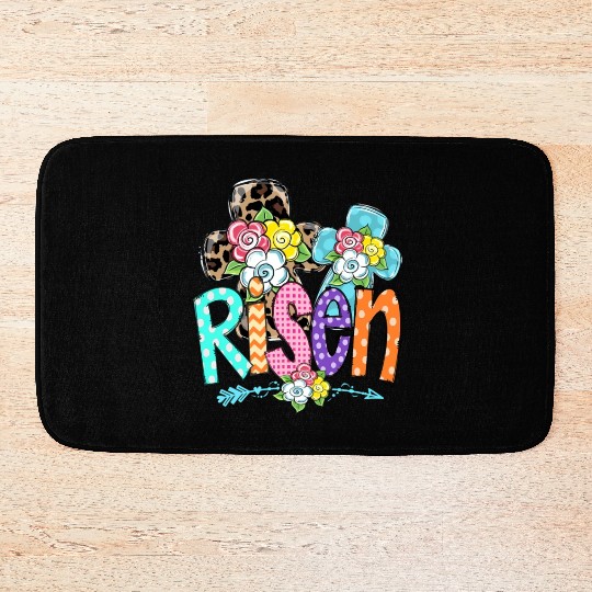 Happy Easter For Christian Mom He Is Risen Leopard Bath Mats