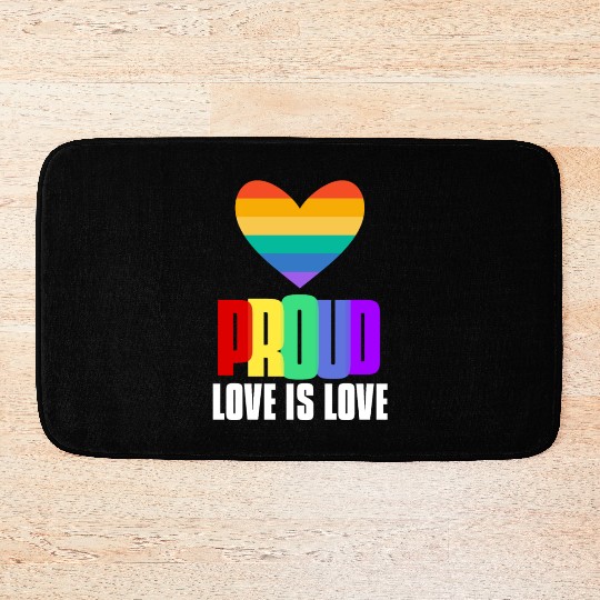 Proud LGBT Bath Mats Love is Love Bath Mats Rainbow Lesbian