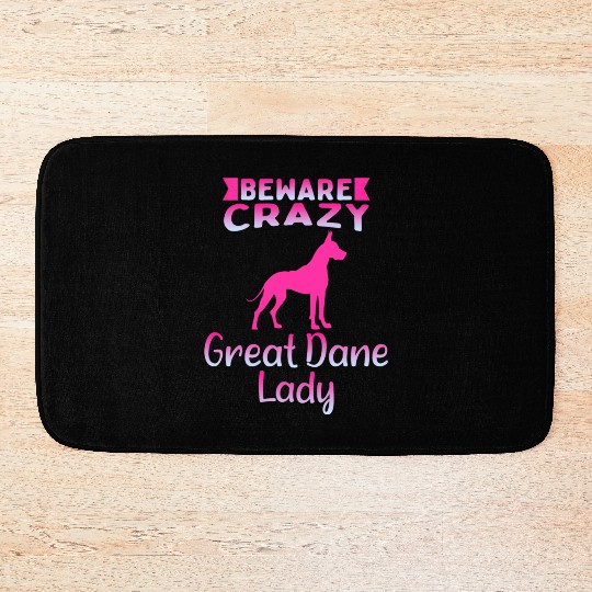 Beware Crazy Great Dane Lady Bath Mats