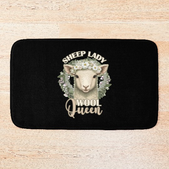 Sheep Lady Wool Queen Spring Flower Animal Funny F Bath Mats