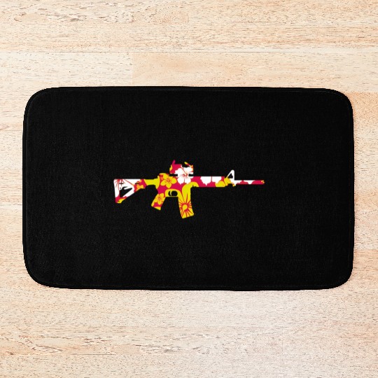 Tropical Gun Firearm Beach Hawaiian Aloha Ar-15 Bath Mats
