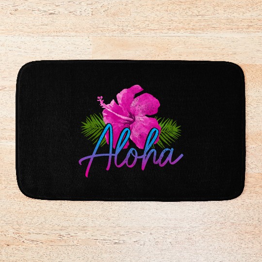Aloha Hawaiian Islands Hawaii Surf Hibiscus Bath Mats