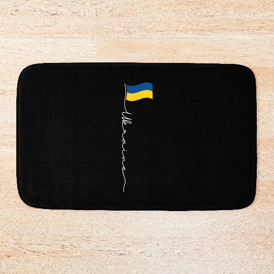 Ukraine Signature Flag Pole - Patriotic Ukrainian Bath Mats