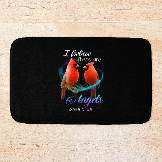 Cardinal Bird I Believe There Are Angels Among Us Bath Mats