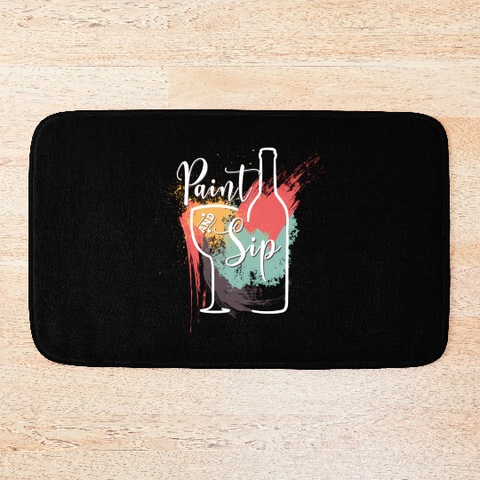 Paint And Sip Party Night Wine And Canvas Novelty Bath Mats