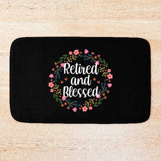 Retired And Blessed Floral Religious Retiret Bath Mats