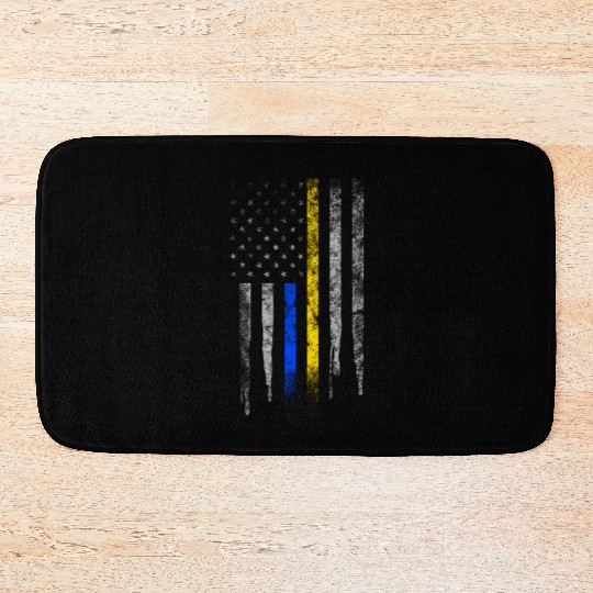 Gold Blue Line 911 Police Dispatcher First Bath Mats
