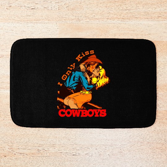 I Only Kiss Cowboys Western Cow Bath Mats
