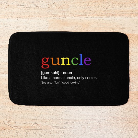 Guncle In Rainbow Flag Colors For Gay Uncle Bath Mats