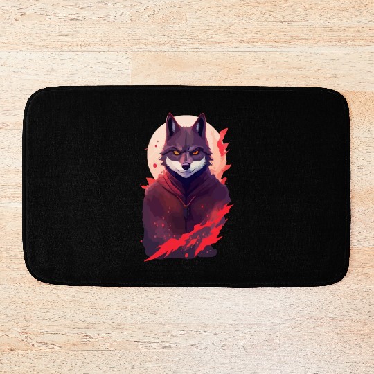 Ninja Style: The Cute Wolf Face with a Twist of Me Bath Mats