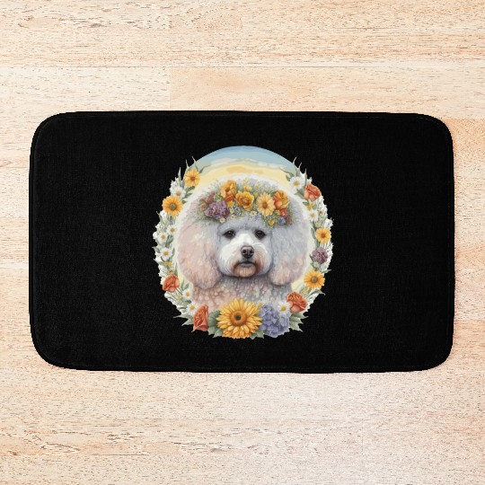 Cute Bichon Frise Sunflower Dog Breed Pet Puppy Bath Mats