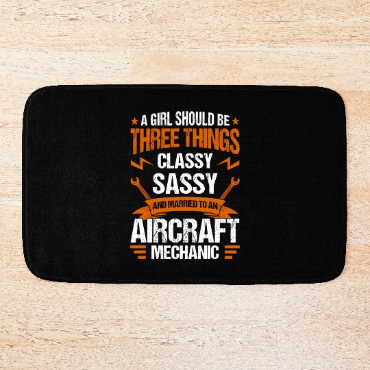 Aircraft Mechanic Aviation Airplane Mechanic Bath Mats