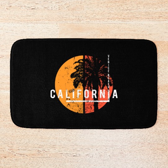 Venice Beach California Cool Palm Tree Native Bath Mats