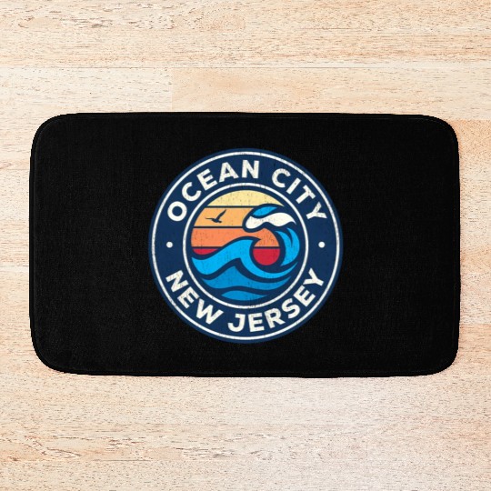 Ocean City New Jersey Nj Nautical Waves Bath Mats