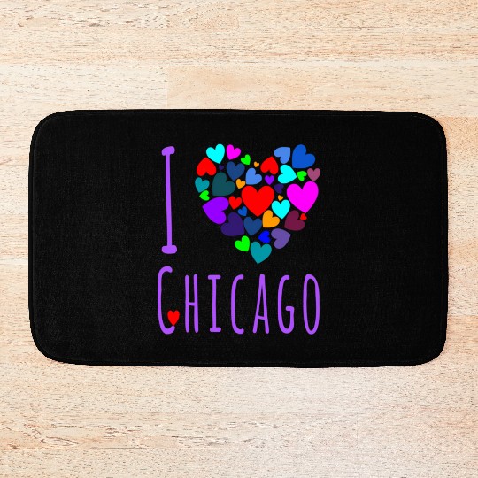 I Love Chicago Heart City Of Chicago Bath Mats