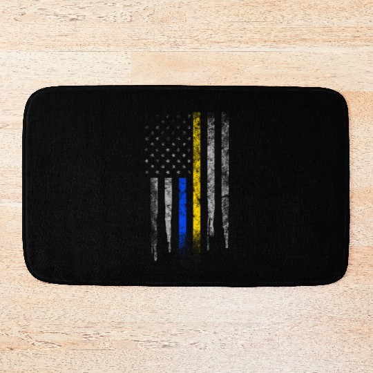 Gold Blue Line 911 Police Dispatcher First Bath Mats