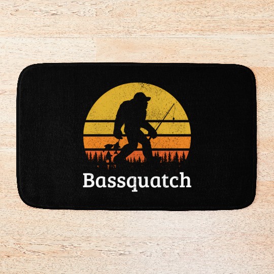Bassquatch Bass Fishing Sasquatch Bigfoot Bath Mats