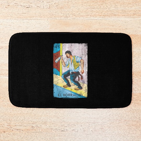 Loteria El Borracho Colorful Tarot Card Bath Mats
