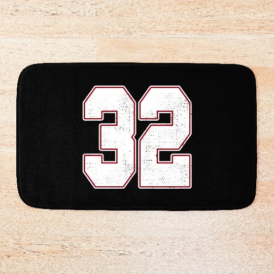 32 Outline Number 32 Varsity Fan Sports Team Bath Mats