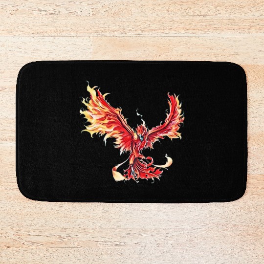 Phoenix From The Ashes Mythical Fire Bird Phoenix Bath Mats