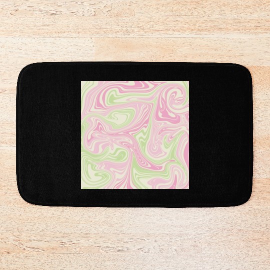 Psychedelic Swirl Green Pink Pattern Bath Mats