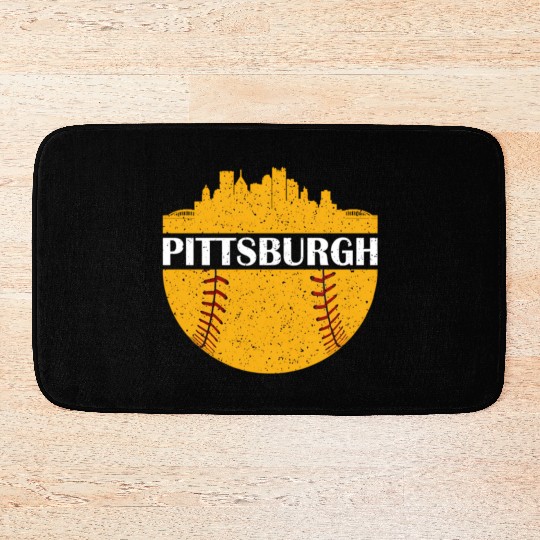 Pittsburgh Baseball Cityscape Distressed Novelty Bath Mats