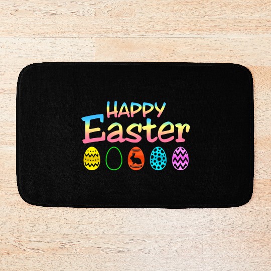 Happy Easter Bunny Colorful Eggs Perfect For Bath Mats