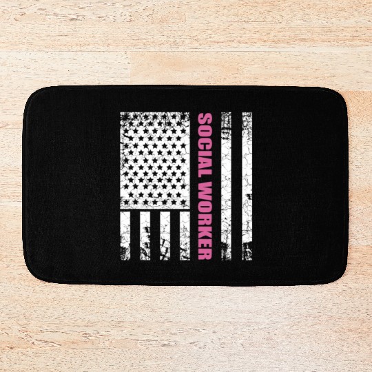 Social Worker US Flag USA Stars and Stripes Bath Mats