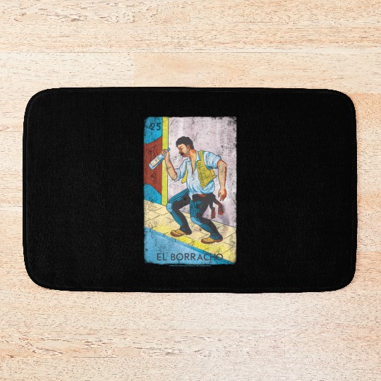 Loteria El Borracho Colorful Tarot Card Bath Mats