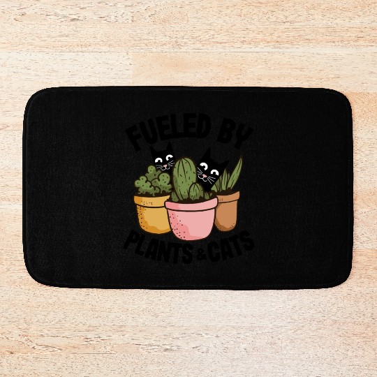 Fueled By Plants Cats Funny Gardening Gift Cat Bath Mats
