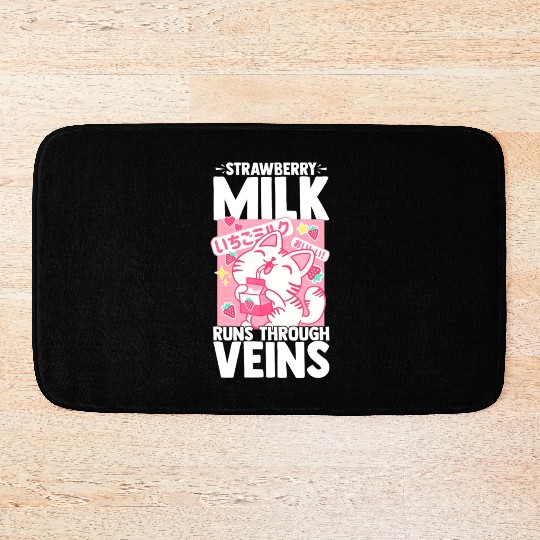 Strawberry Milk Shake Korean Vegan Japanese Drink Bath Mats