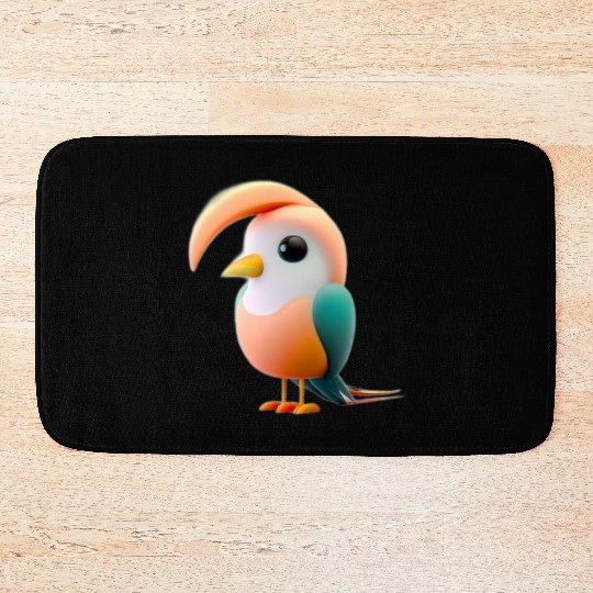 Cute Bird of Paradise 3D Render Bath Mats