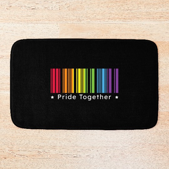 Pride Together, Rainbow Barcode : Pride Month Gift Bath Mats