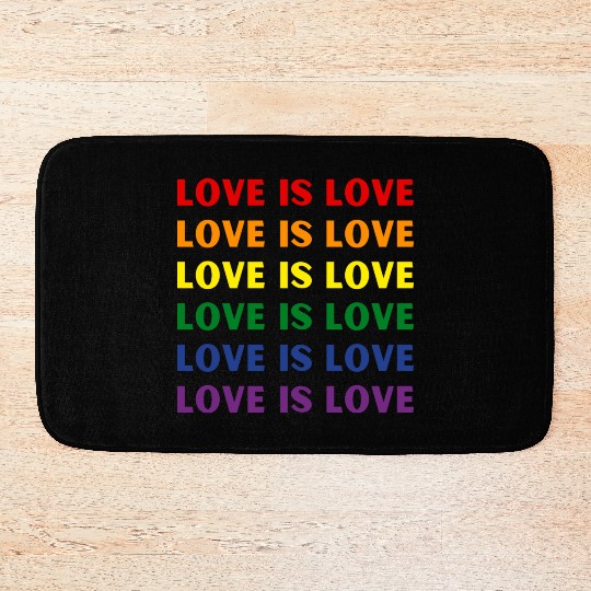 Love Is Love Rainbow Flag Bath Mats