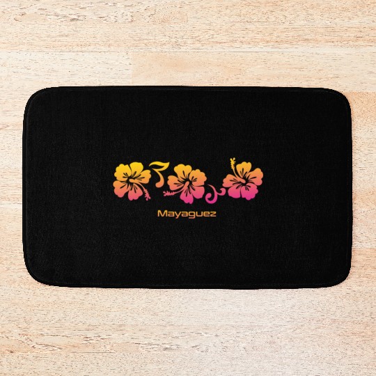 Mayaguez Puerto Rico Hibiscus Souvenir Vacation Bath Mats