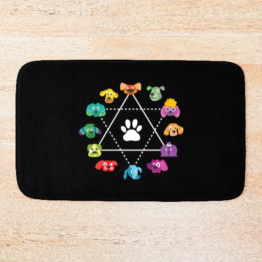 Color Wheel Of Cute Dogs Art Teacher Dog Lover Bath Mats