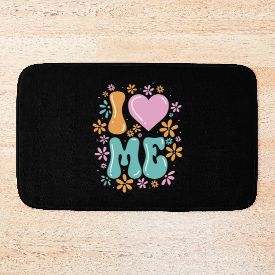 I Love Me Balloon Heart Decor Flower Floral Bath Mats