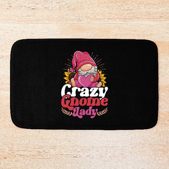 Garden Gnome Crazy Gnome Lady Bath Mats